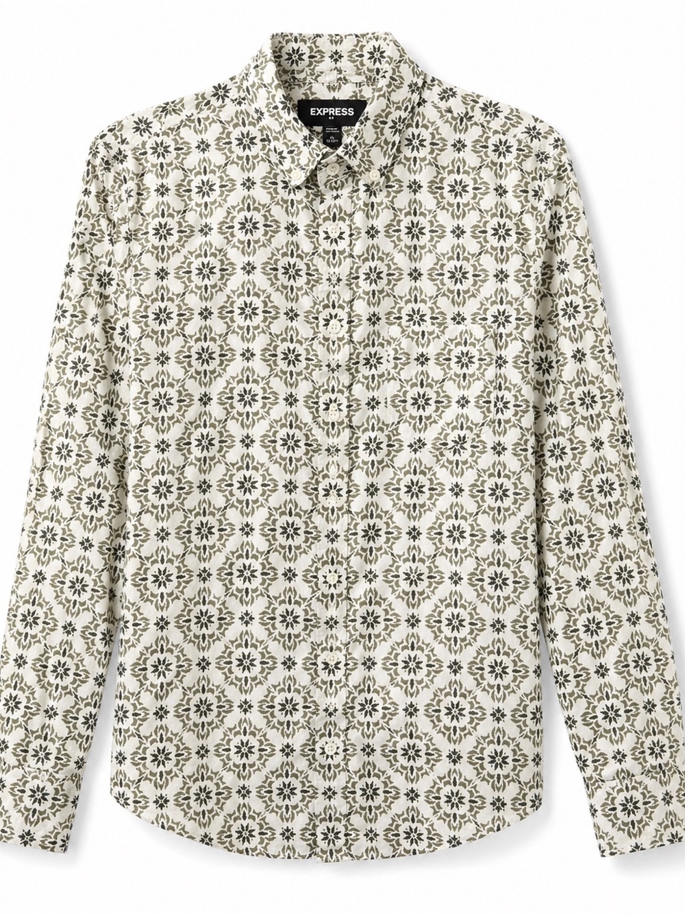 Express Slim Fit Shirt XS Button Down Medallion Print Long Sleeve